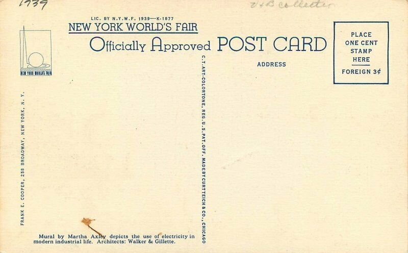 Electrical Products Building New York Exposition 9W 1939 Postcard Teich 14307