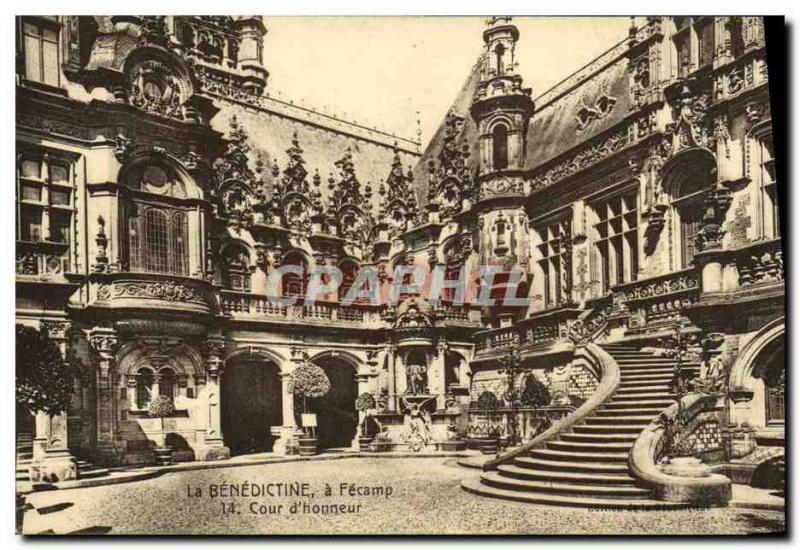 Postcard The Old Benedictine Fecamp The Court of Honor