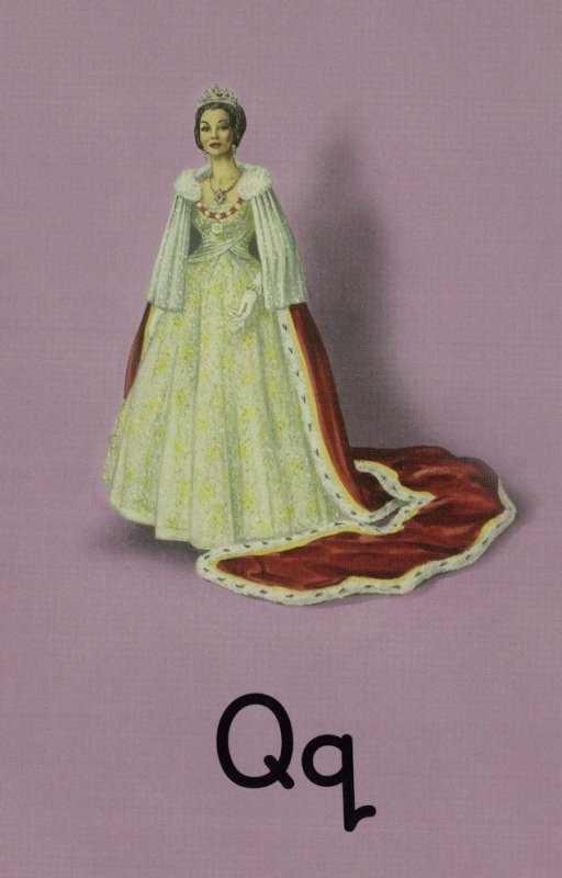 Q Is For Queen Elizabeth China Porcelain Statue Ladybird Book Postcard