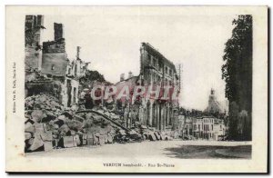 Old Postcard Verdun bombards Rue St Pierre