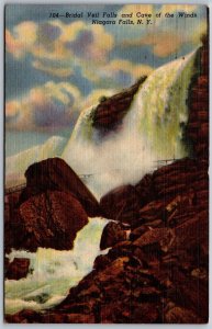 Vtg Niagara Falls New York NY Bridal Veil Falls Cave of the Winds 1950s Postcard