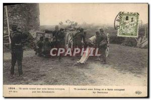 Postcard Old Army 75 isolates on a farm occupied by the Germans