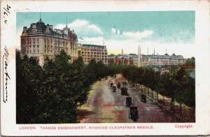 England London Thames Embankment Showing Cleopatras Needle Vintage Postcard C205