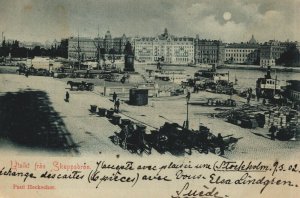 Sweden Utsikt från Skeppsbron Stockholm Vintage Postcard 08.92