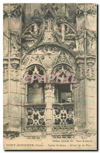 Old Postcard Pont Audemer Eure St Ouen Church Detail of La Tour