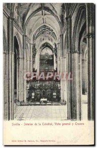 Old Postcard Sevilla Interior of the Catedral Vista general there Crucero