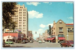 1954 View Of Polk Street Sears Scene Cars Amarillo Texas TX Vintage Postcard