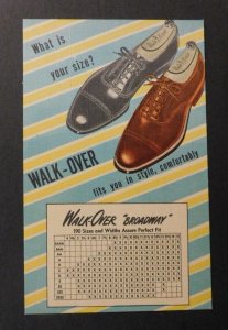 Mint USA Advertisement Postcard Walk Over Broadway Shoe Sizes