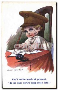 Old Postcard Fantasy Illustrator Child Fred Spurgin Army Can & # 39t write mu...