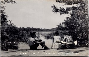 Real Photo Postcard Meditation at Mill Lake in Brooklyn, Michigan