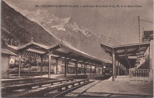 France Chamonix Mont Blanc Interior De La Gare Train Vintage Postcard 09.06