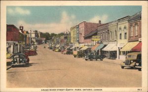 Paris Ontario Grand River Street North Street Scene Vintage Postcard