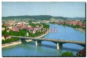 Old Postcard Basel Ausblick Vom Munster obere Rheinbrücken