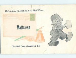 Bent Divided-Back COMIC POSTCARD Mattawan - Antwerp Township Michigan MI HM4842