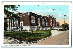 1940 High School Building Exterior South Bend Indiana Vintage Antique Postcard