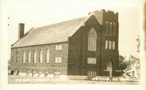 Presbyterian Church Phillip South Dakota 1940s RPPC Photo Postcard 11974