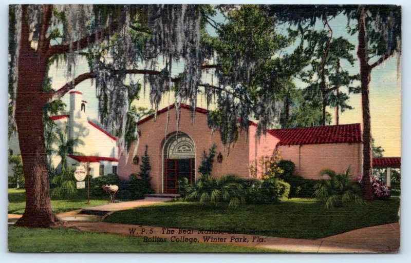 WINTER PARK, FL Florida~ SHELL MUSEUM Rollins College 1947 Linen Postcard