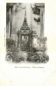PC CPA LAOS, INDOCHINA, ENTRÉE DE PAGODE, (b23395)