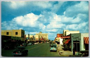 Vtg Harlingen Texas TX Jackson Street View Old Cars Downtown 1940s Postcard