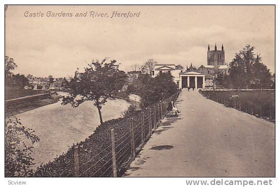 Castle Gardens & River, Hereford (England), UK, 1900-1910s