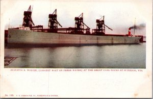 USA Augustus B. Wolvin Boat Great Coal Docks Superior Wisconsin Postcard 09.62