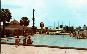 Swimming Pool at Long Beach Camp Inn, Panama City Beach FL Vintage Postcard J73