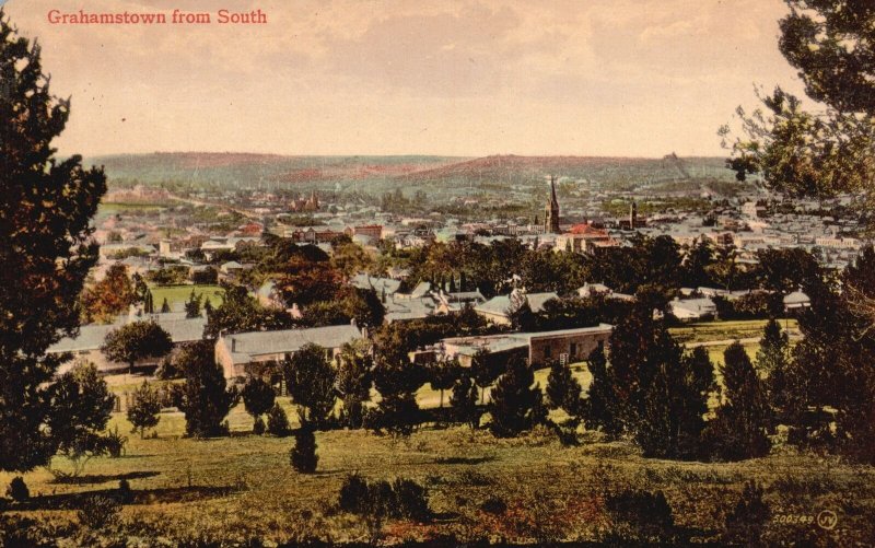 Vintage Postcard Grahamstown Panorama Buildings & Houses South Africa