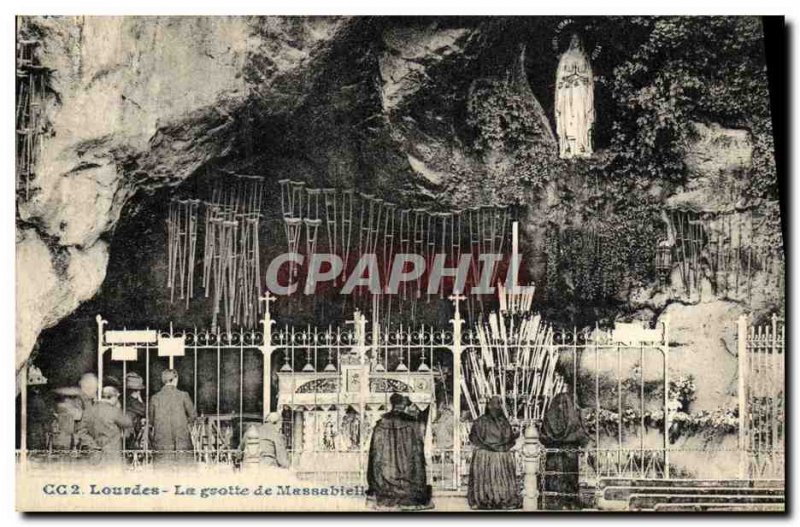 Old Postcard Lourdes Grotto of Massabielle