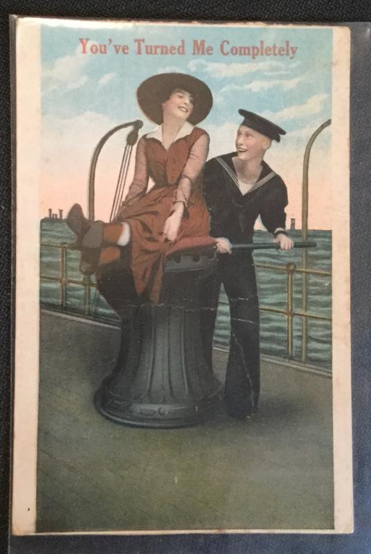 Vintage Postcard Unused “You’ve turned me...” Love Sailor Couple LB