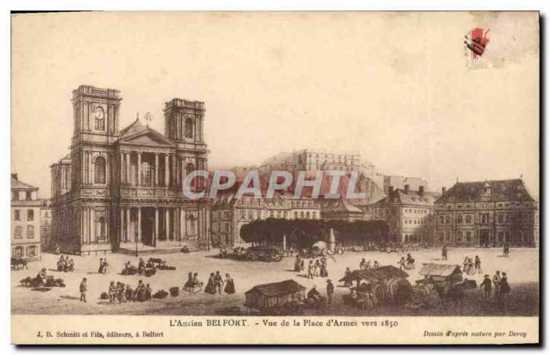 Old Postcard Belfort view of the Place d & # 1850 39Armes