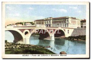 Old Postcard Roma Ponte del Littorio e Ministero Marina