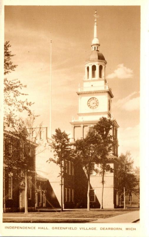 Michigan Dearborn Greenfield Village Independence Hall Real Photo