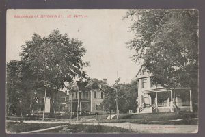 DeWitt IOWA 1908 STREET SCENE Houses nr Clinton Davenport Charlotte IA