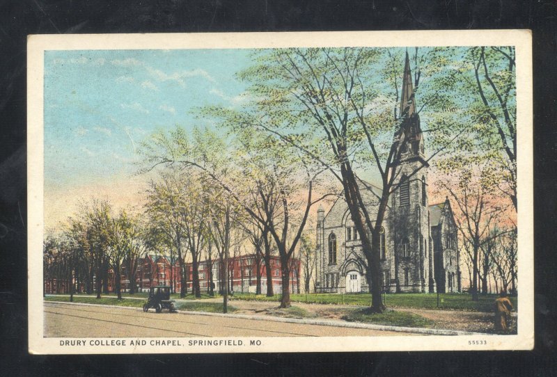 SPRINGFIELD MISSOURI DRURY COLLEGE AND CHAPEL VINTAGE POSTCARD MO.