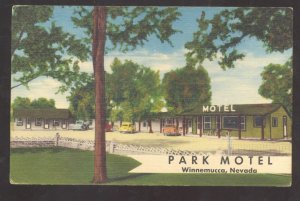 WINNEMUCCA NEVADA PARK MOTEL OLD CARS VINTAGE LINEN ADVERTISING POSTCARD