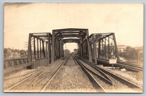 RPPC Pennsy Bridges Sandusky River  Tiffin  Ohio  Real Photo Postcard  c1920