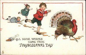 Tuck Thanksgiving Children Chasing Turkey No. 191 c1910 Postcard