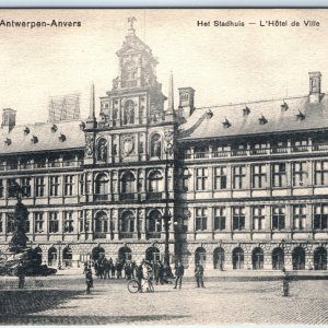 c1910s Antwerp Belgium City Hall Anvers Bicycle Photo Het Stadhuis L'Hotel  A184