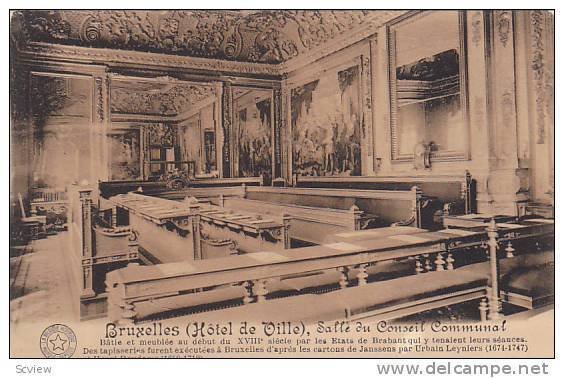 Interior, Hotel De Oille, Salle Du Conseil Communal, Bruxelles, Belgium, 1900...