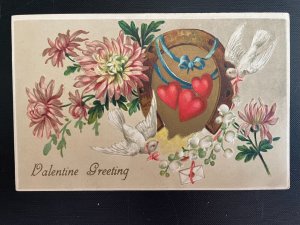 Vintage Victorian Postcard 1911 Valentine Greeting - Heart & Horseshoe