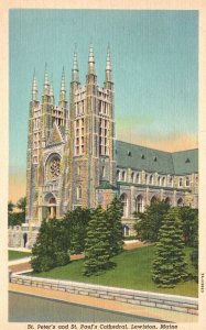 Vintage Postcard 1941 View St. Peter's and St. Paul's Cathedral Lewiston Maine