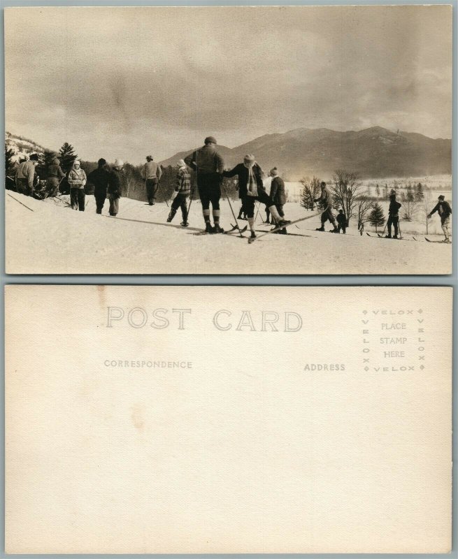 SKIING RESORT ANTIQUE REAL PHOTO POSTCARD RPPC