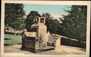 Richfield Springs New York NY Soldier's Monument Vintage Postcard