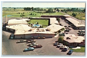 c1960's Aerial View Of Ponderosa Inns Main Office Burley Idaho ID Cars Postcard