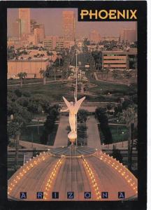 Arizona Phoenix Sunset View Of 16' Tall Winged Victory Atop Capitol Buil...