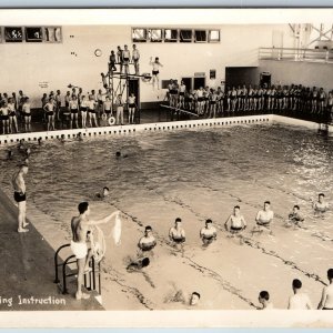c1940s Group Young Men Swimming RPPC Instruction Real Photo Gay Interest PC A200
