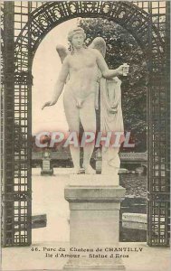 'Old Postcard Chantilly Chateau Ile D''Amour Park Statue of Eros'