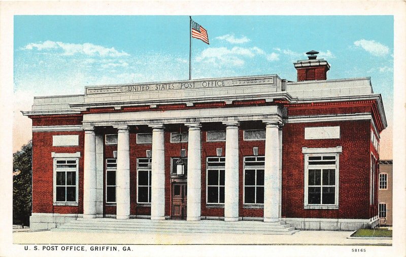 F47/ Griffin Georgia Postcard c1920s U.S. Post Office Building