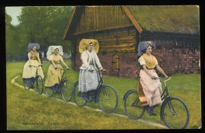 Spreewald. Radpartie. Hermann Striemann vintage postcard. Bicycling in Germany