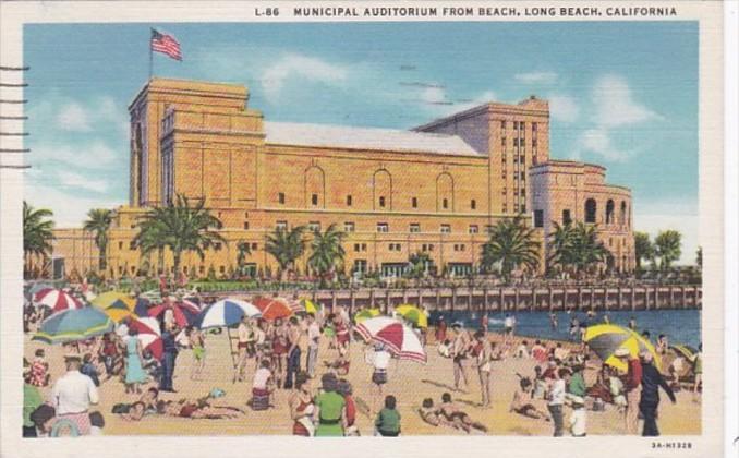 California Long Beach Municipal Auditorium From Beach 1936